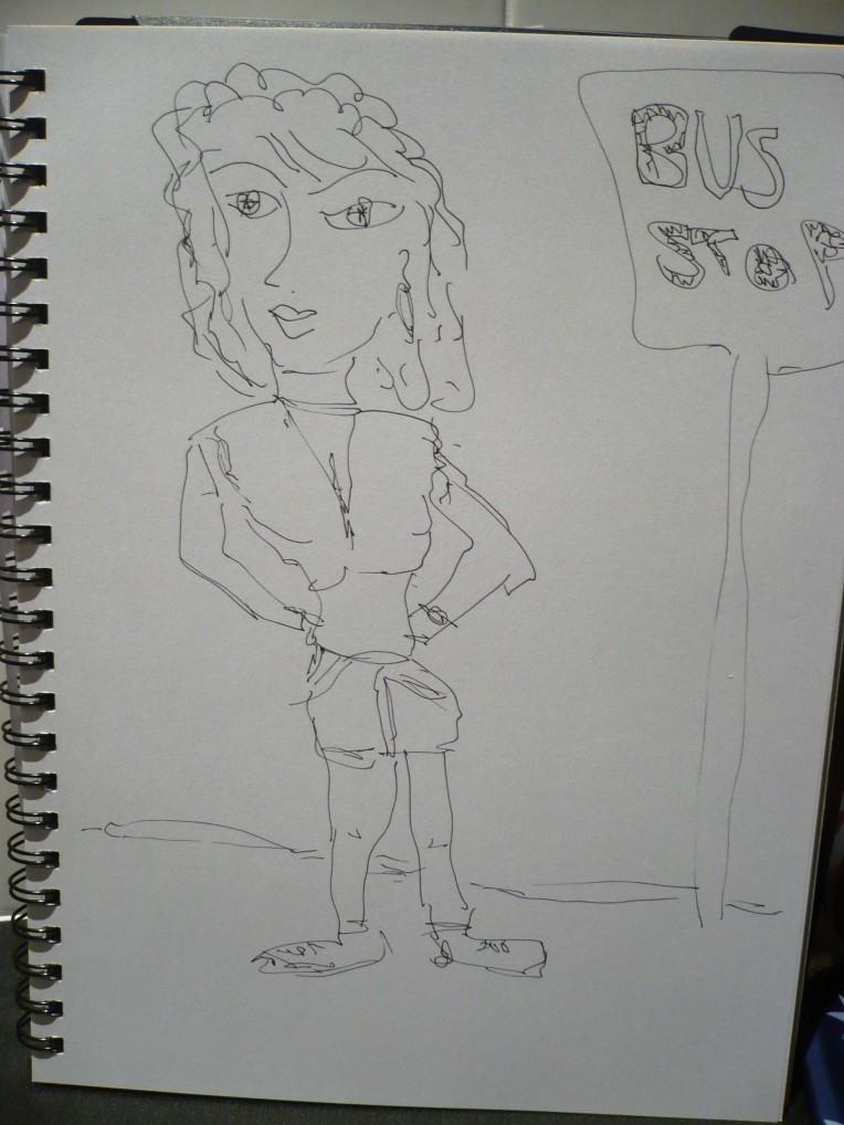 girl at bus stop 